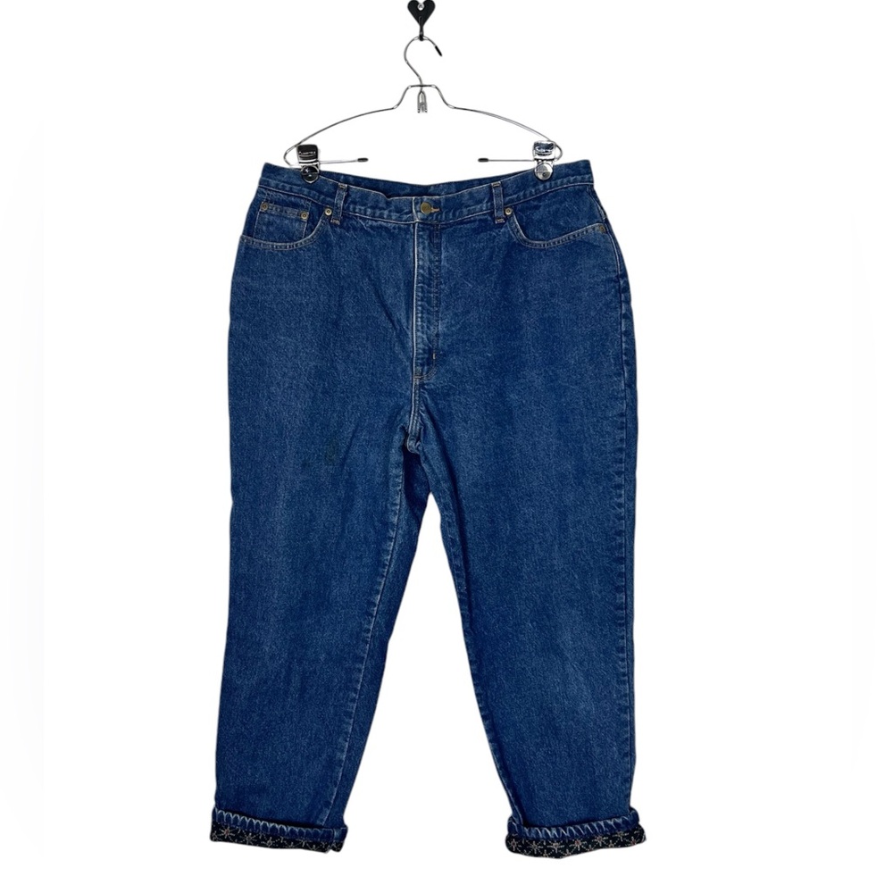 LL‎ BEAN Flannel Lined Jeans Womens Sz 20W Double L Relaxed Fit  snowflake Plus